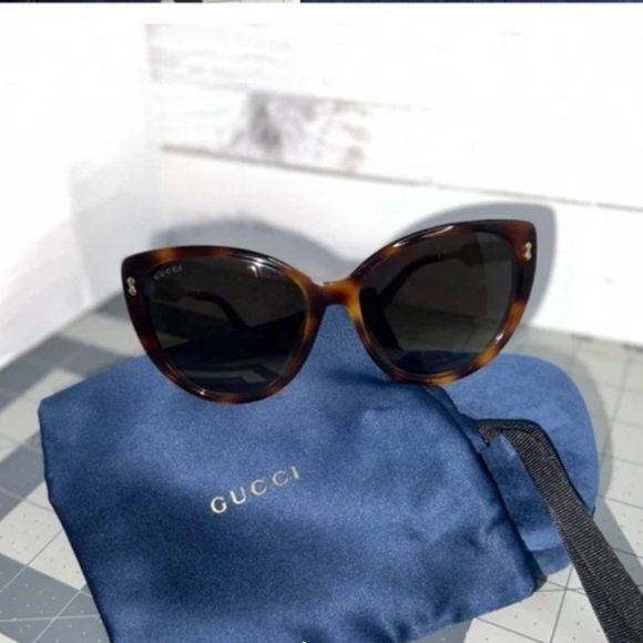 Gucci Gold Brown Pearl Gg3804s Damascato Havana Cat Eye - Picture 1 of 4